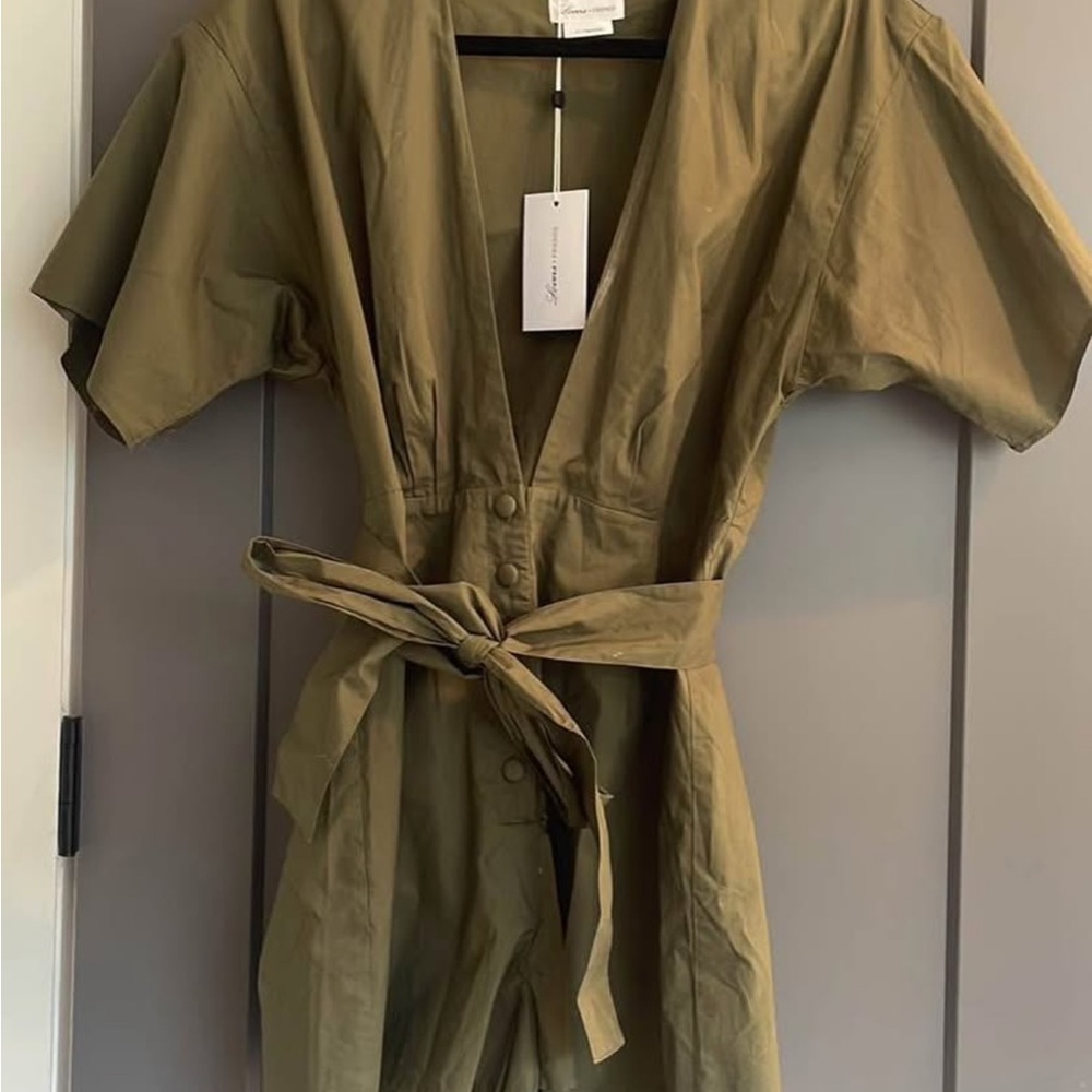 Lovers + Friends Khaki Belted Jumpsuit